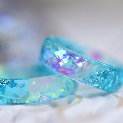 blue celestial rings with holographic effect