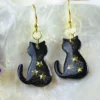 galaxy black cat earrings