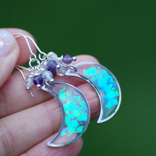 amethyst moon earrings