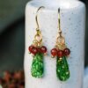 christmas garnet earrings hanging
