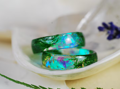 green and turquoise moss ring