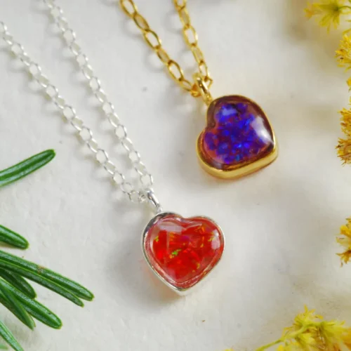 opal heart necklace with opals