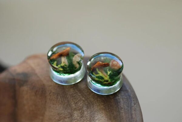 tiny shrooms in the ear plugs jewelry