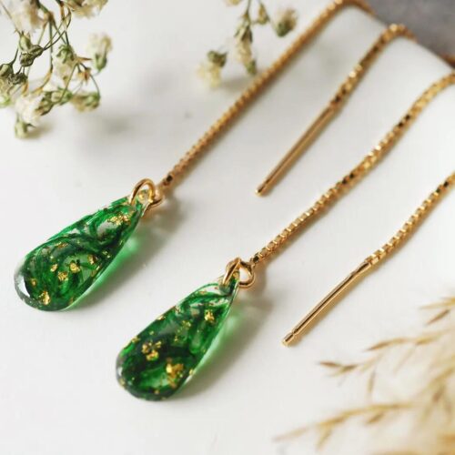 earrings with moss