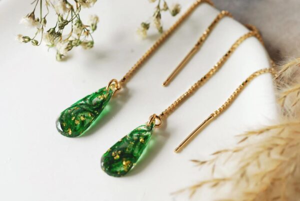 earrings with moss