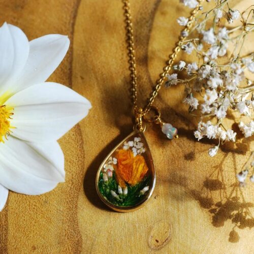 Orange Marigold Pendant