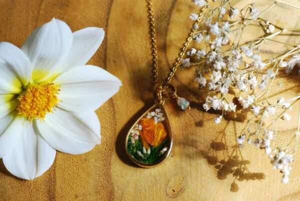 Orange Marigold Pendant