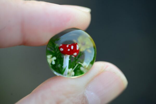 Amanita Mushroom Ear Plugs, Hand Painted Shrooms with Moss, Forest Goblincore Jewelry