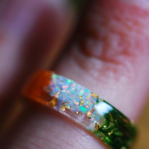 opal moss and marigold october birthstone ring