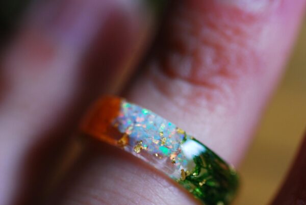 opal moss and marigold october birthstone ring