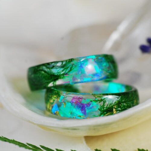 shimmering green aurora rings