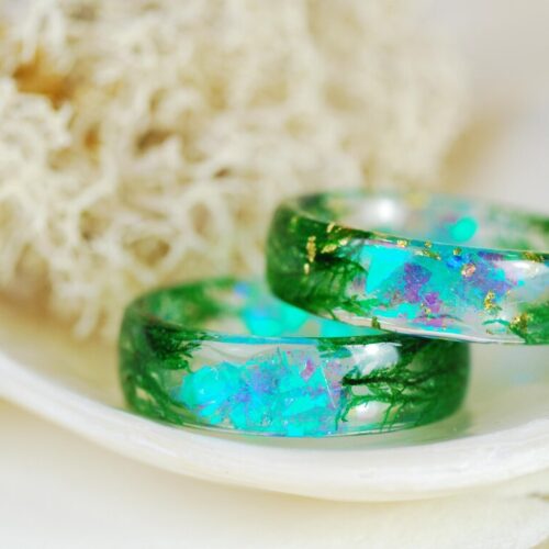 green moss resin rings