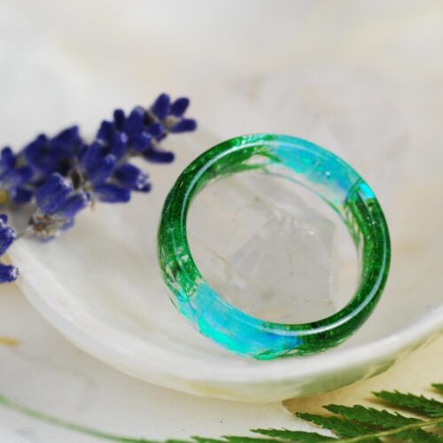 green and turquoise moss ring
