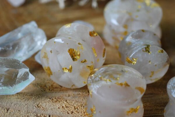 Rose Quartz Ear Gauges, Gemstone Wedding Plugs - Image 4