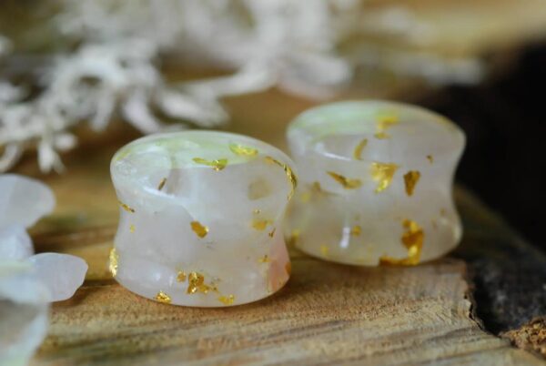 Rose Quartz Ear Gauges, Gemstone Wedding Plugs - Image 5