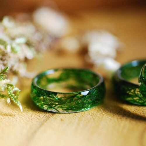 all natural Green moss ring