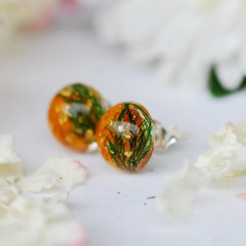 pressed flower resin earrings