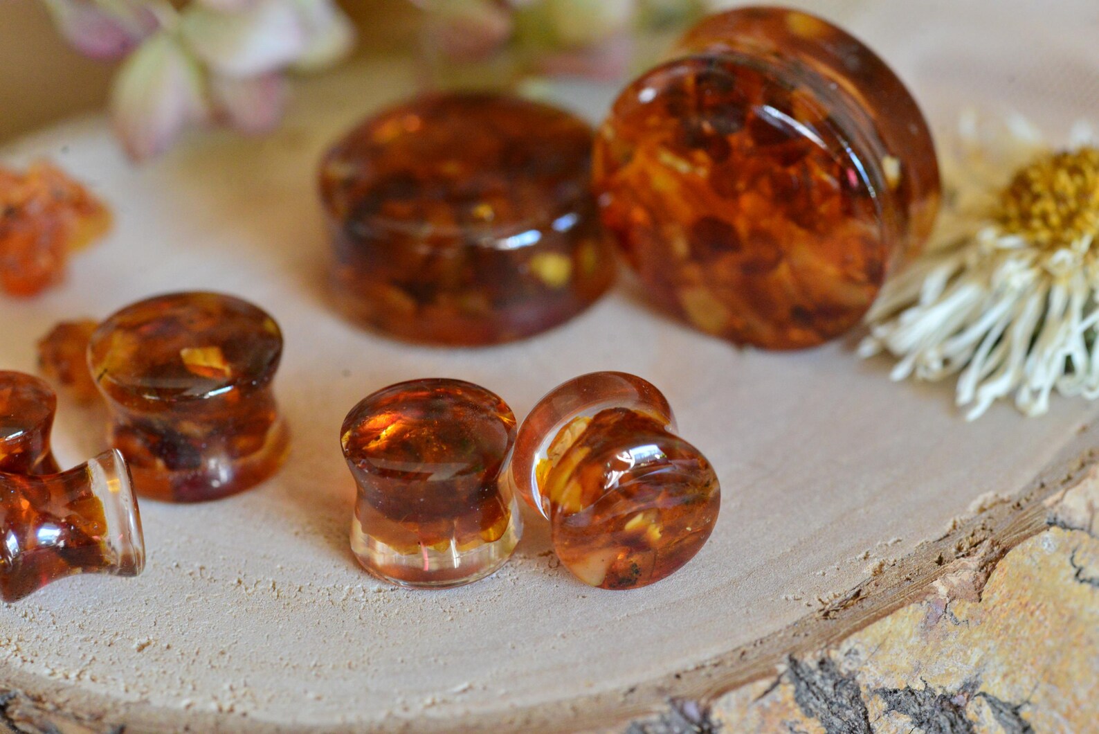 Genuine Orange Baltic Amber Ear Gauges - Image 6