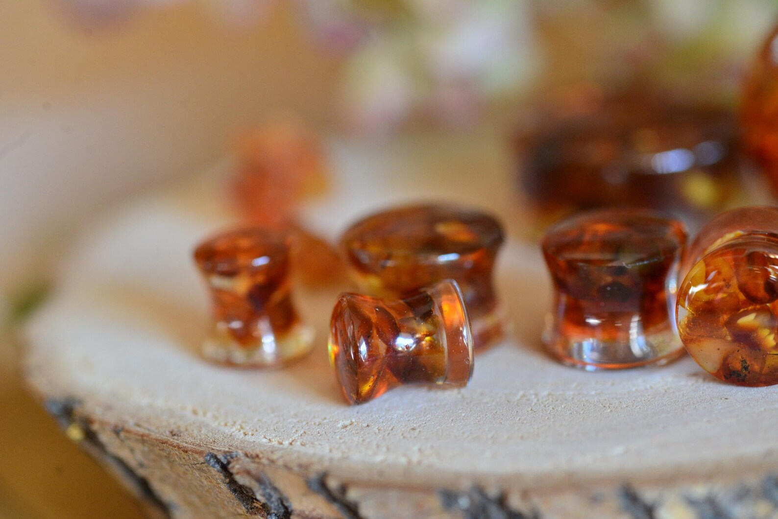 Genuine Orange Baltic Amber Ear Gauges - Image 7