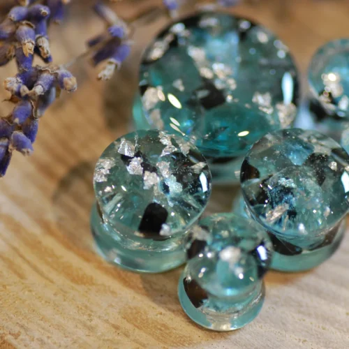 aquamarine stone ear plugs