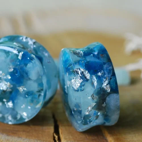unique ear gauges in blue