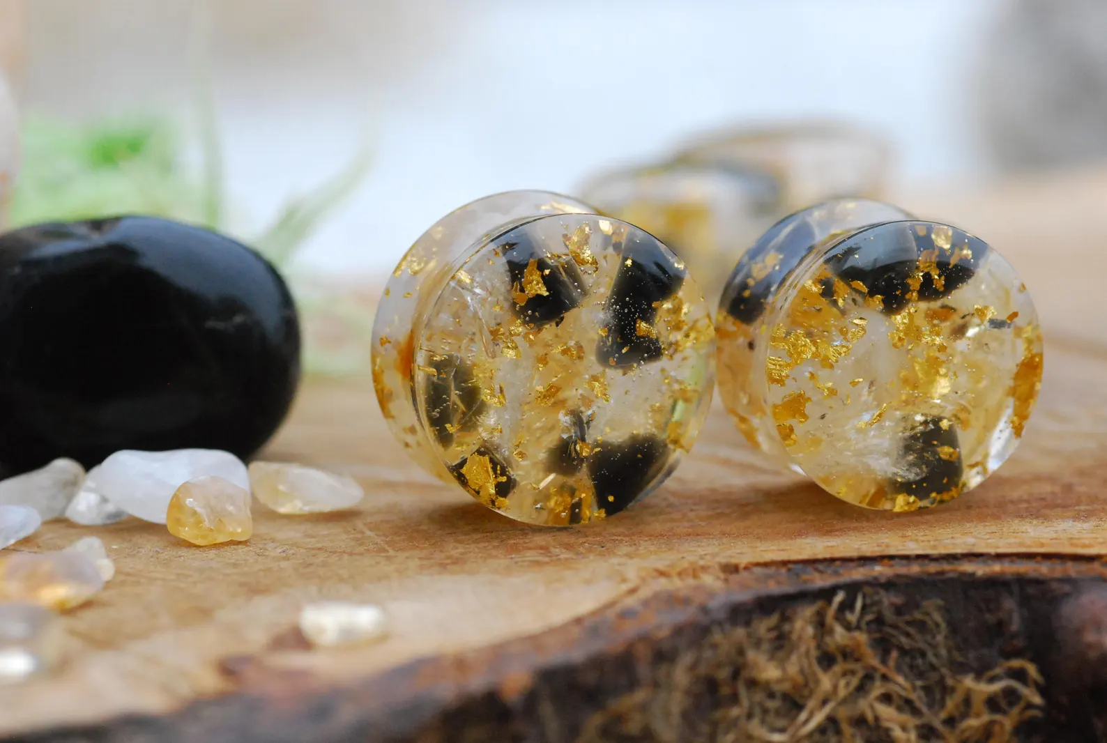 citrine and 24k gold gauges