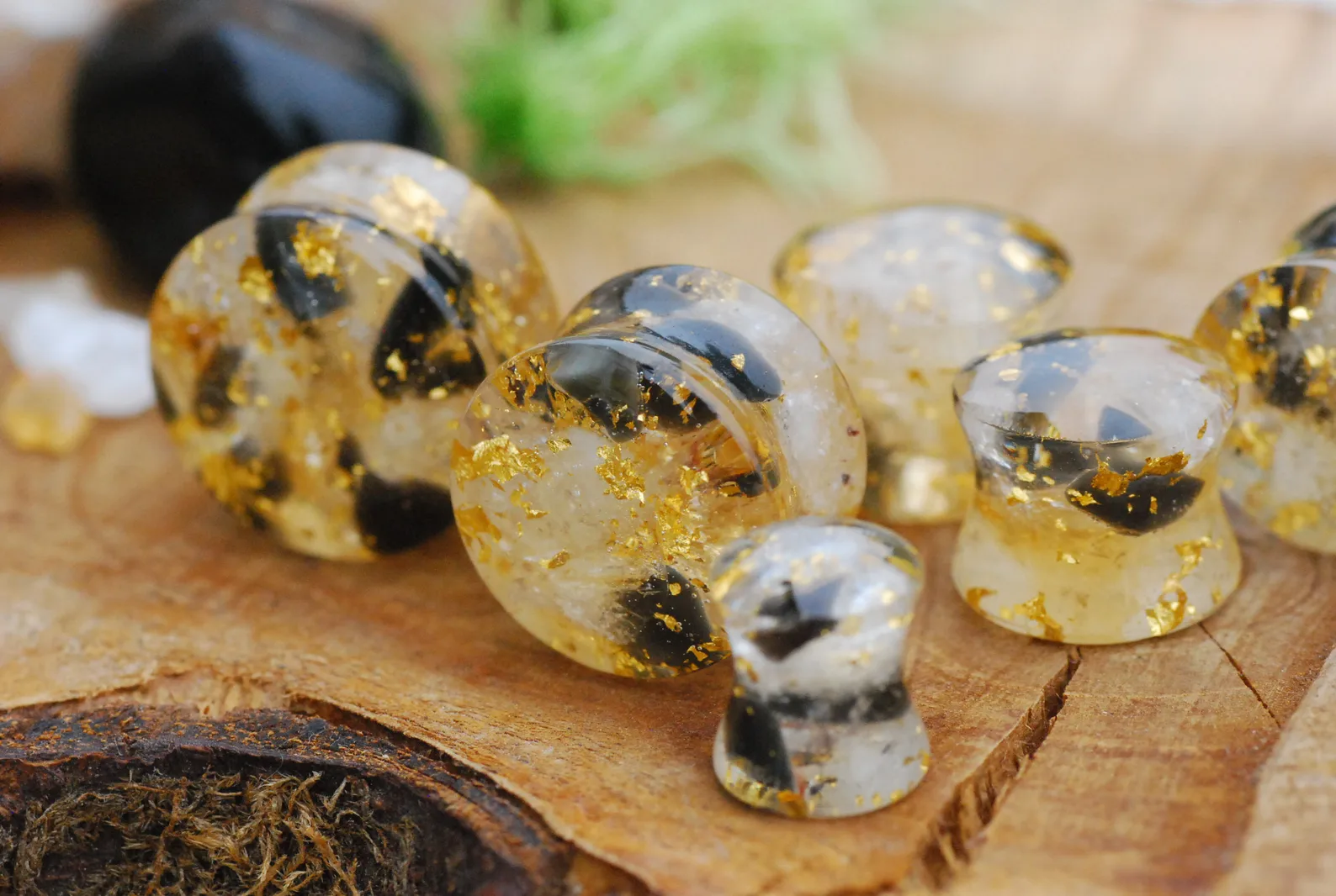 gold gemstone ear gauges