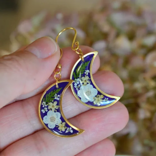 resin moon earrings
