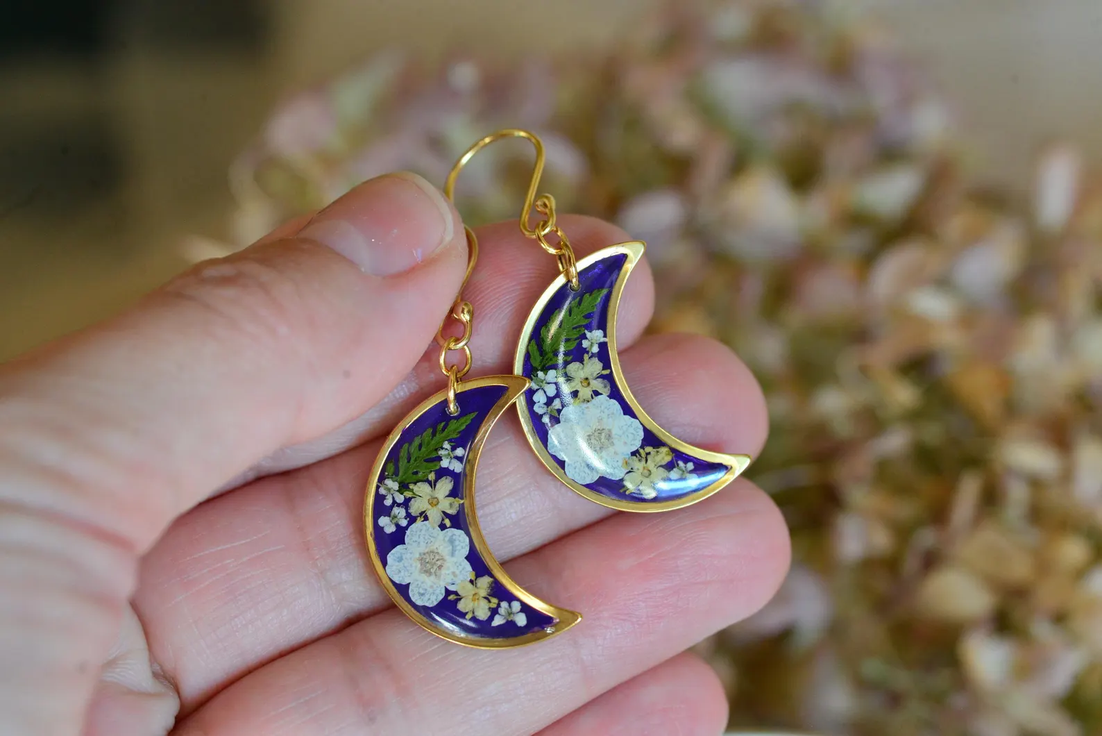 resin moon earrings