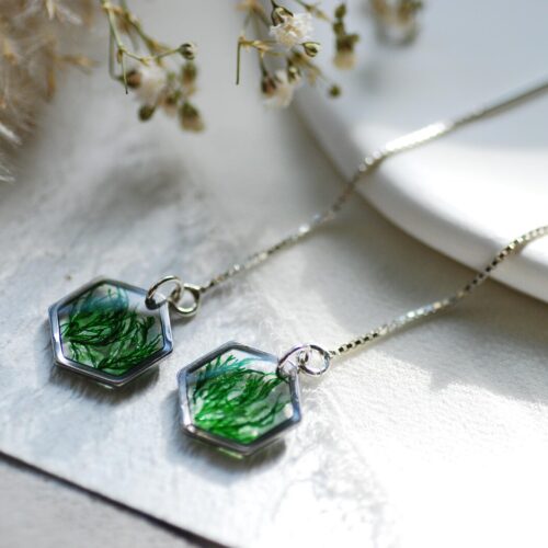 green cottagecore earrings 