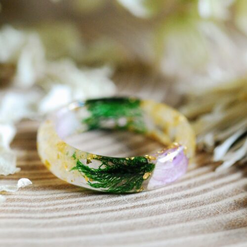 november flowers resin ring