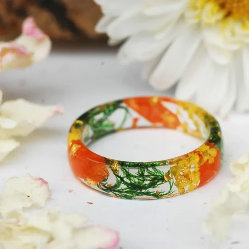 pressed flowers resin ring 