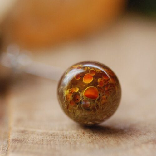 Forest Lichen Stud Earrings made of resin with silver post